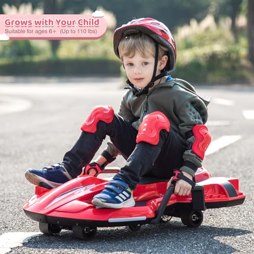 24V Electric Ride On Toy for Kids, Drift Cart with Side Handlebars, LED Lights & Music D29191