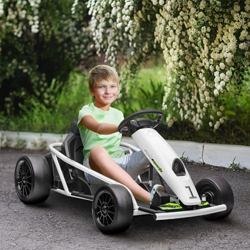 Electric Go Kart Ride On Toy for Kids 8-12, White B8407