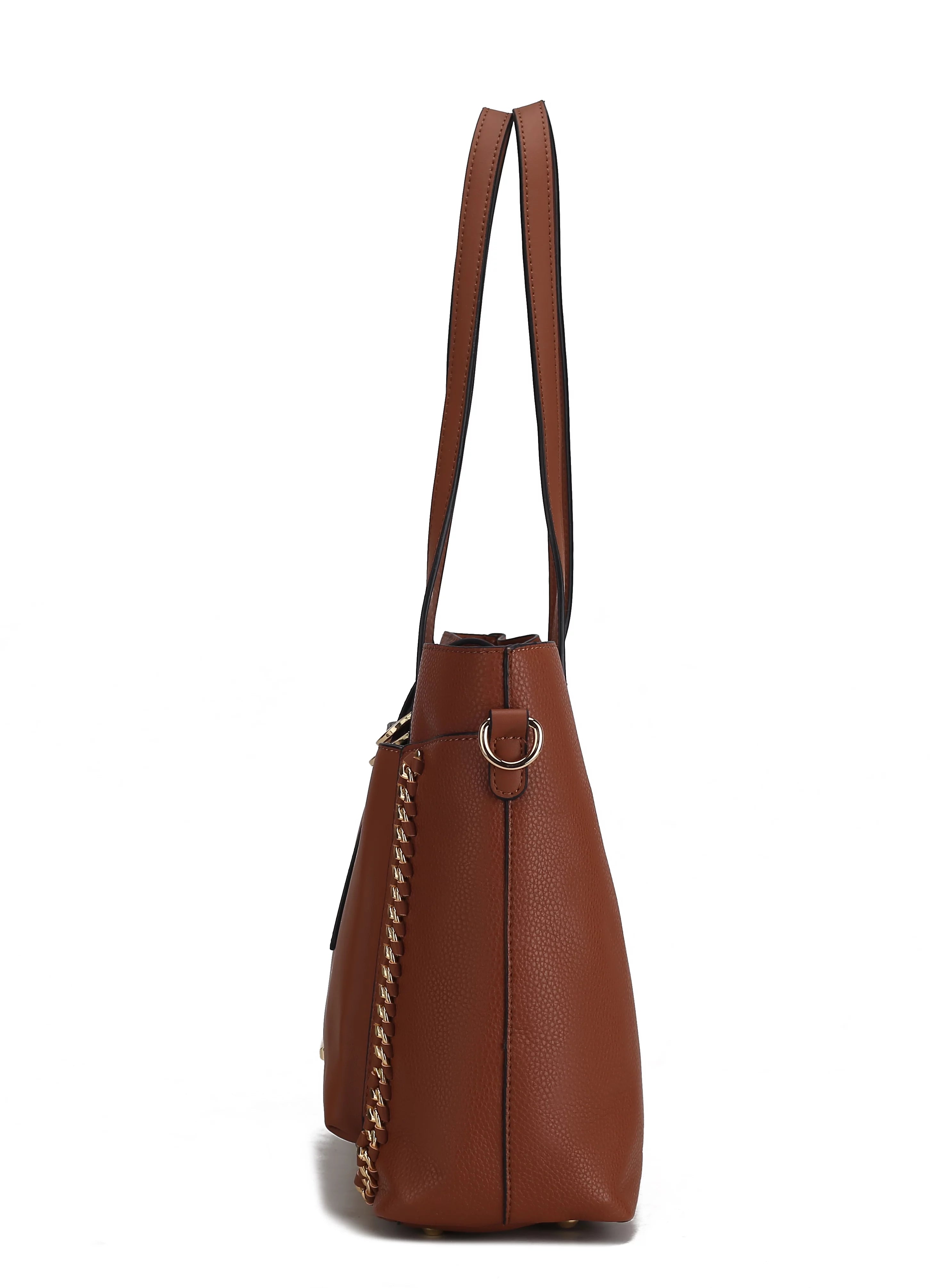 Vegan Leather Women's Shoulder Bag with Crossbody Pouch X4494