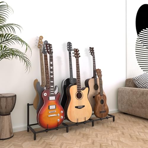 Guitar Rack, 3-Piece Floor Stand with Amp Support, Adjustable Holder for Multiple Instruments X487178