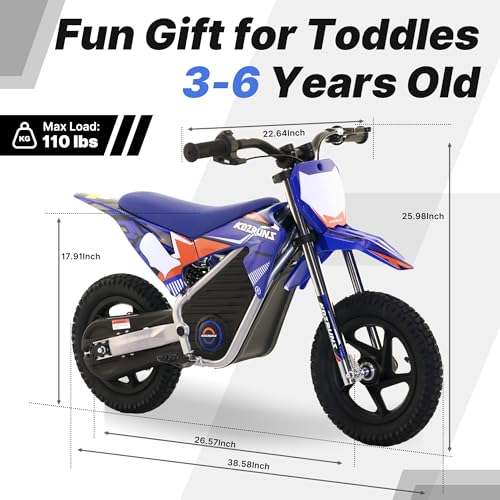 Electric Dirt Bike for Kids Aged 4-8, 350W Brushless Motor, 14'' Off-Road Tires, Blue J66927