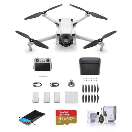 Mini 3 Drone Fly More Combo with RC Remote Controller, 64GB microSD Card, Foldable Landing Pad, Cleaning Kit H411