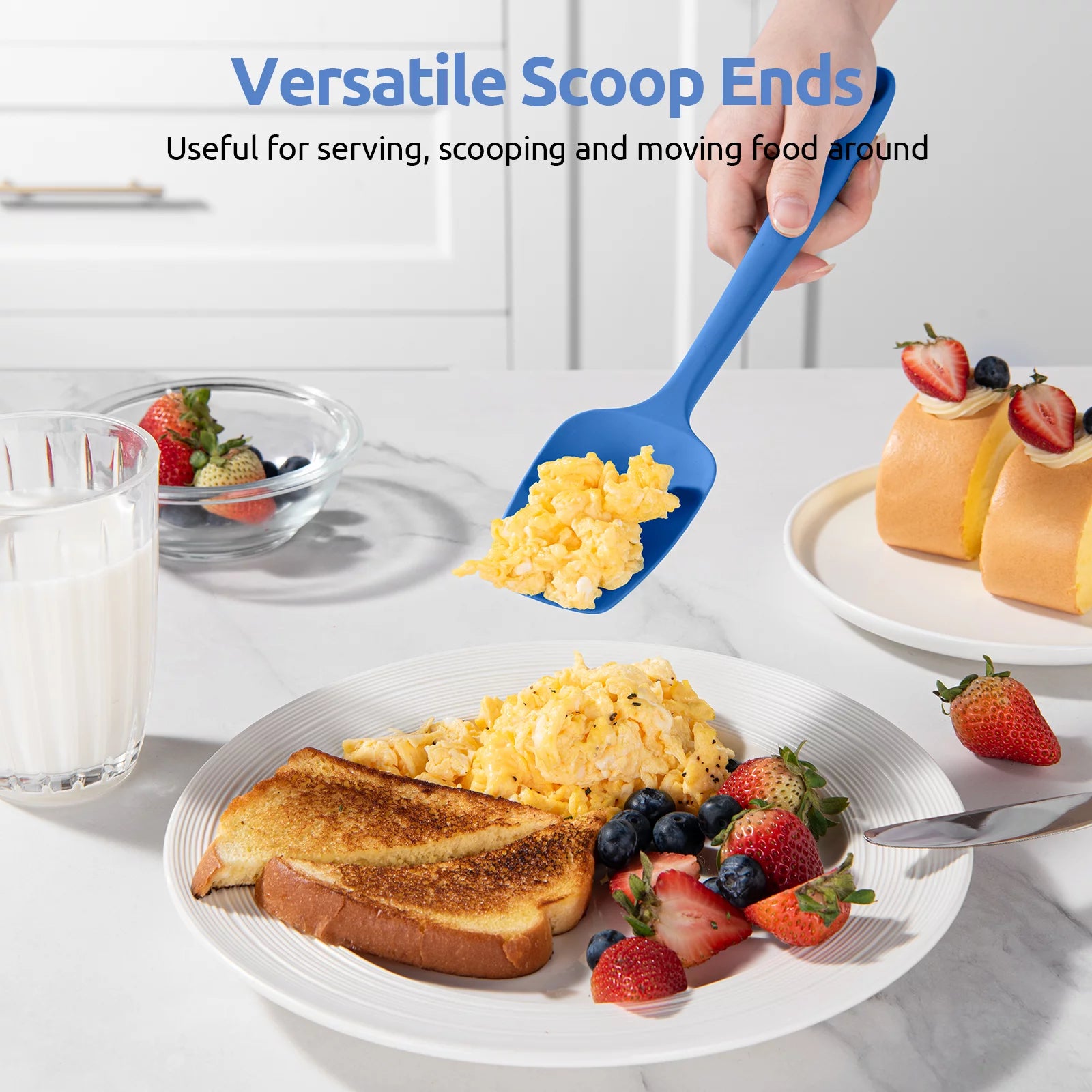 Silicone Spoon Spatula Set of 3, BPA-Free Food Grade, Heat Resistant up to 600°F A132