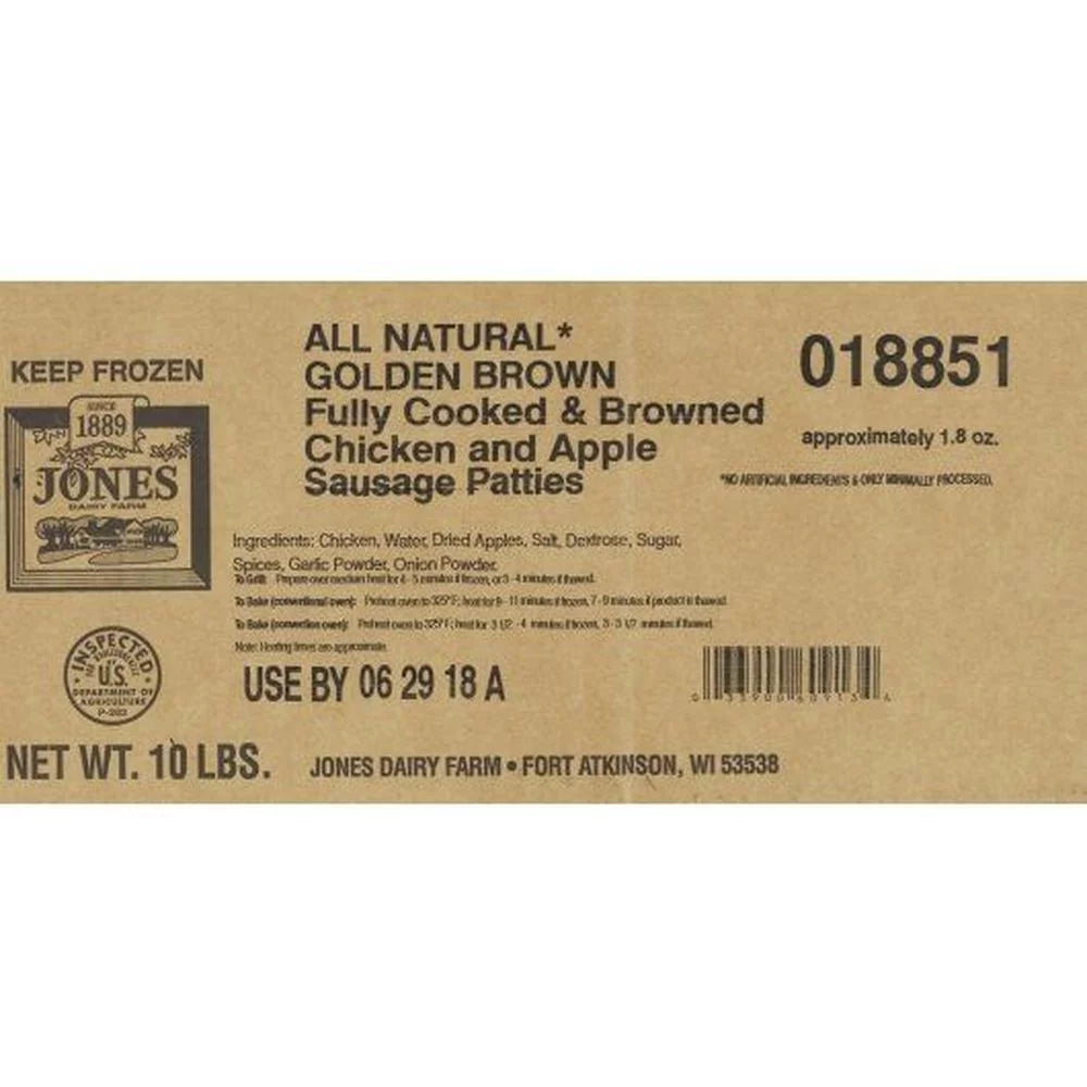 Fully Cooked Chicken and Apple Sausage Patties, 1.8 oz, 88 per case L79029