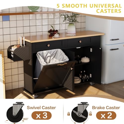 Movable Kitchen Island with Drop Leaf and Power Outlet J472