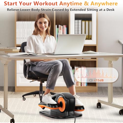 Under Desk Elliptical Machine with Remote, 15 Speeds, Portable Leg Exerciser for Home Office M6572