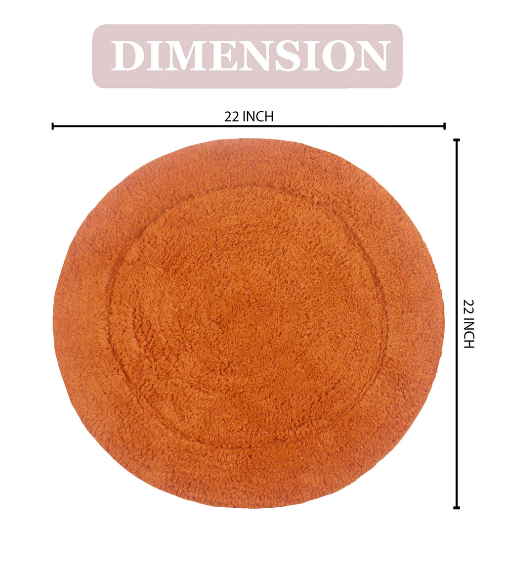100% Cotton Tufted Bath Rug, Non-Slip Plush Bathroom Carpet, 22" Round W3882
