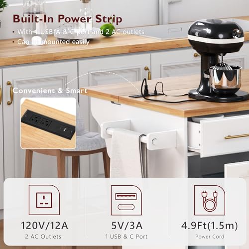 Farmhouse Kitchen Island with Drop Leaf, Barn Door and Wheels O34026
