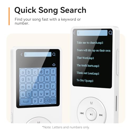 MP3 Player with Bluetooth 5.3, 1.8 Inch Screen, FM Radio, Voice Recorder I138
