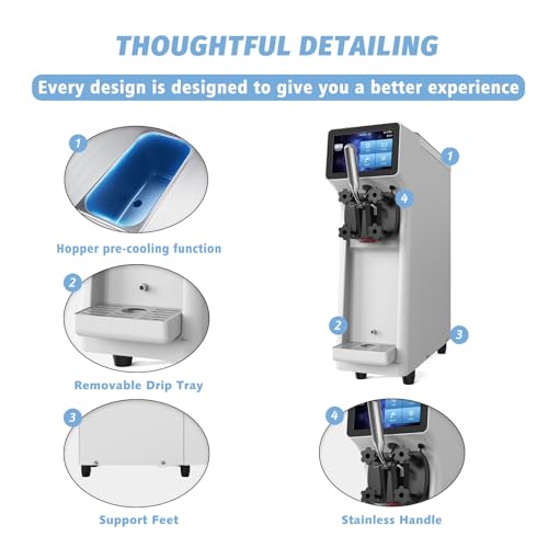 Soft Serve Ice Cream Machine 1000W with Pre-Cooling and Auto Clean O638025