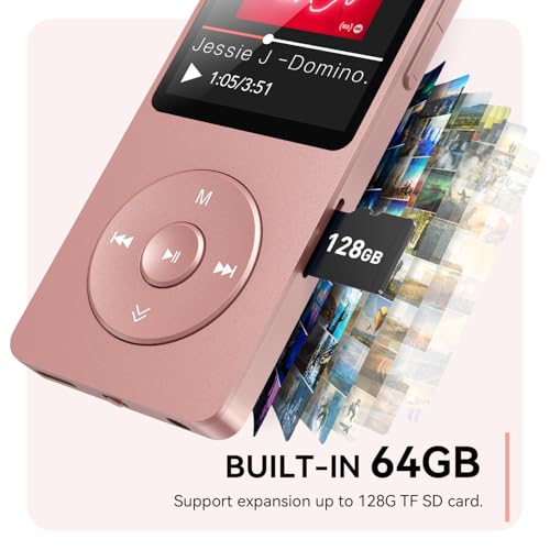 MP3 Player with Bluetooth 5.3, 1.8 Inch Screen, FM Radio, Voice Recorder I138