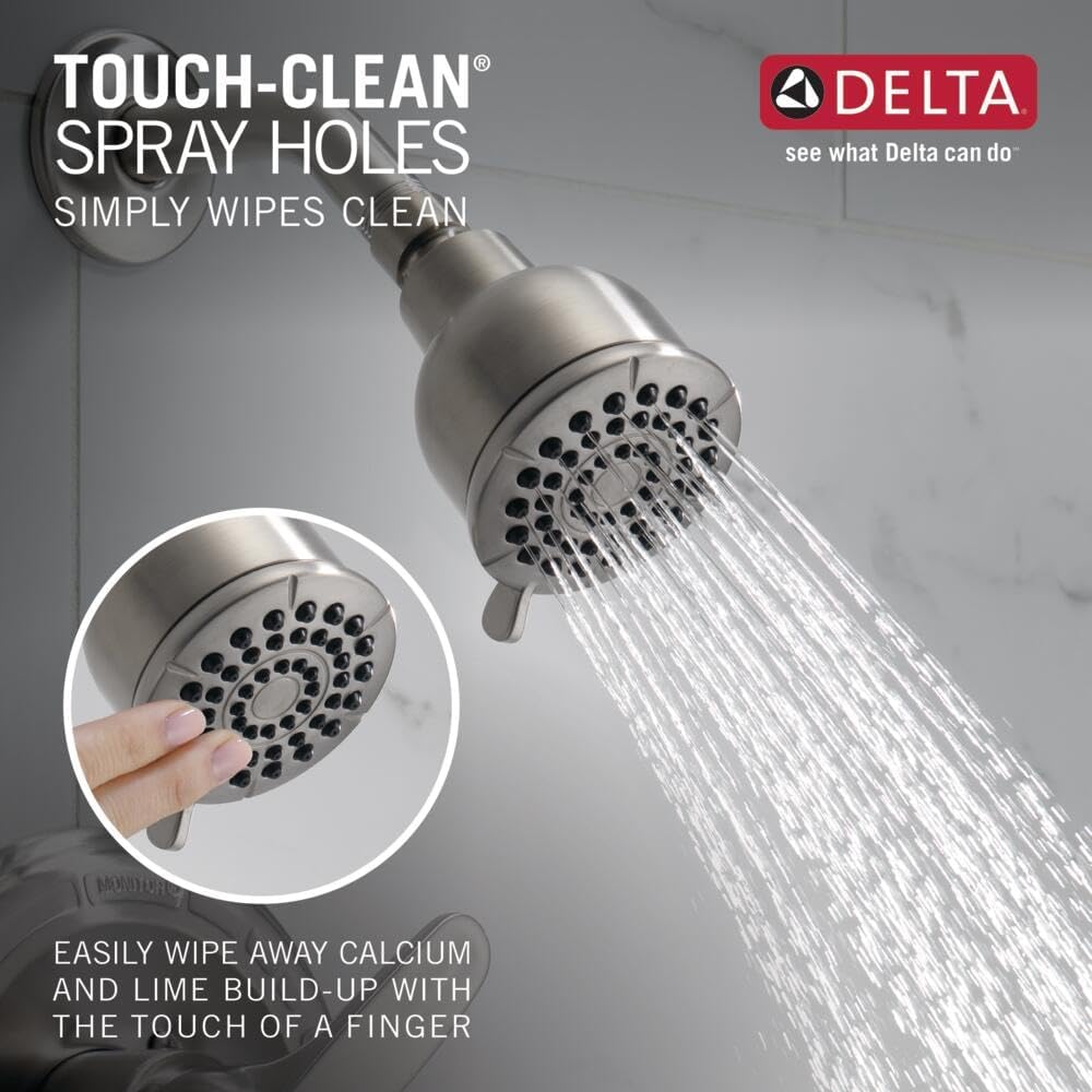 Brushed Nickel Shower Faucet Set with 2-Spray Shower Head and Tub Trim Kit A7423