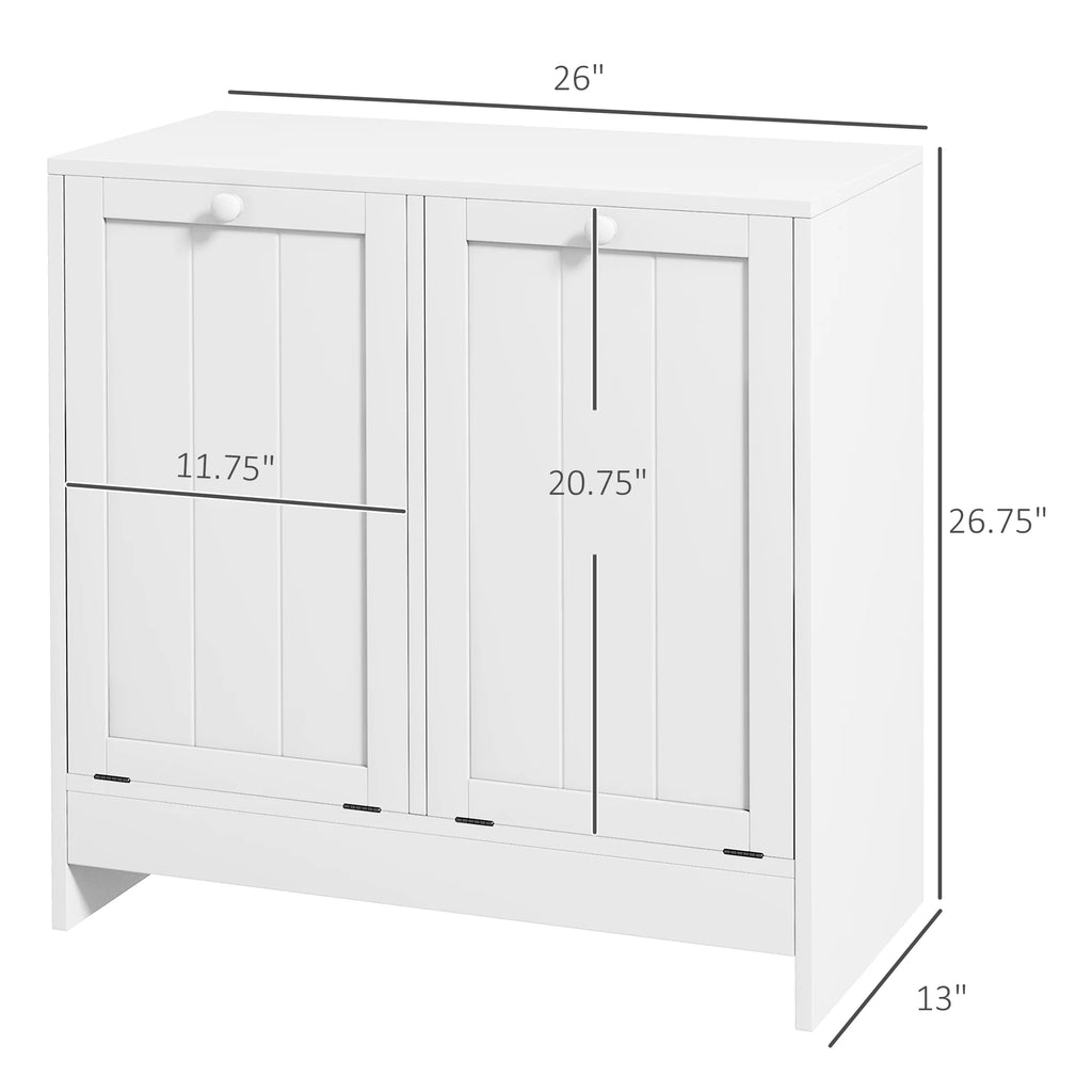Tilt-out Laundry Storage Cabinet with 2 Hamper Compartments, White K817002
