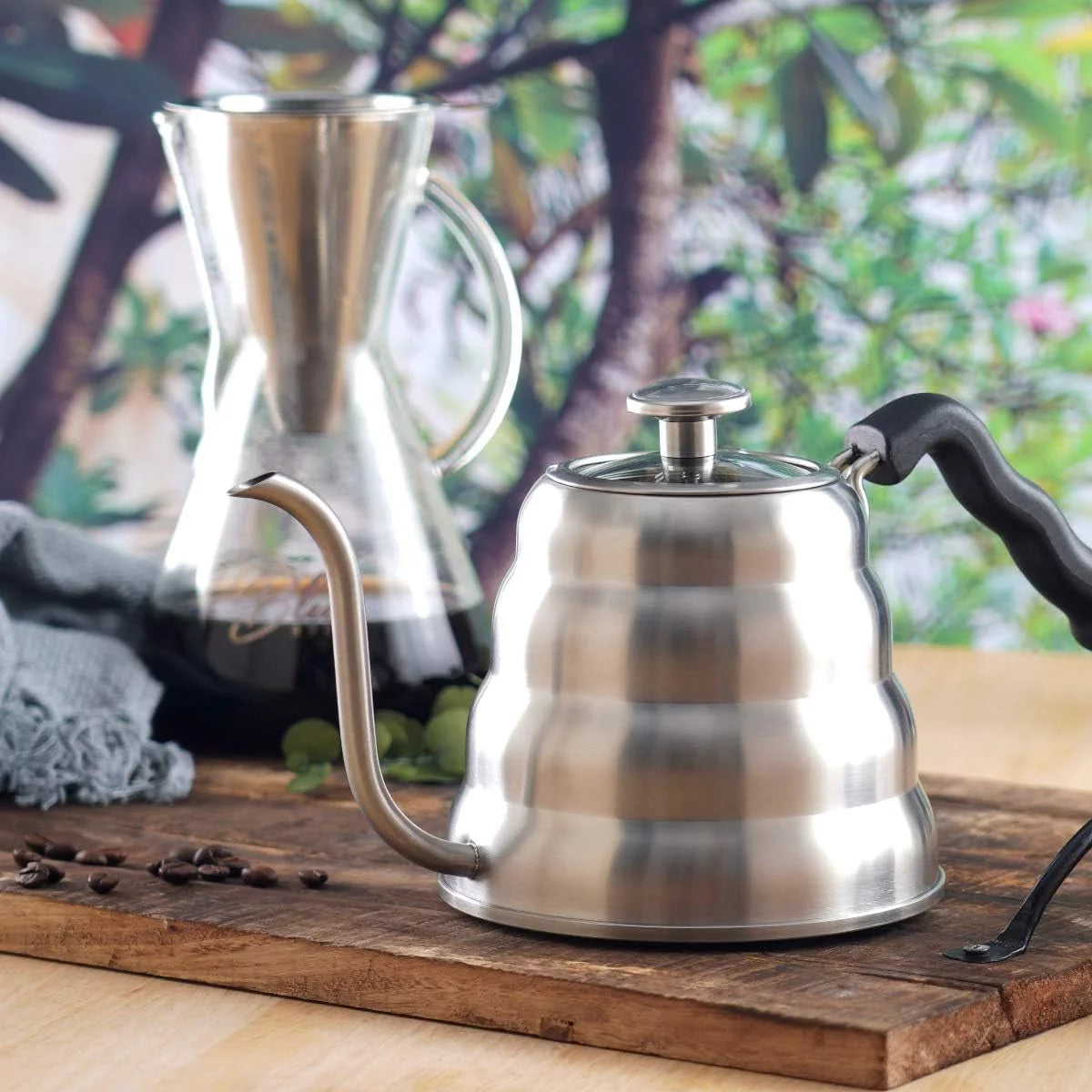 Gooseneck Kettle with Thermometer, 40 oz Stainless Steel for Coffee and Tea S393