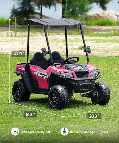 24V Ride on Car 2 Seater with Sun Shade, Dump Bed & Shovel, 4WD Electric Truck for Kids F44284