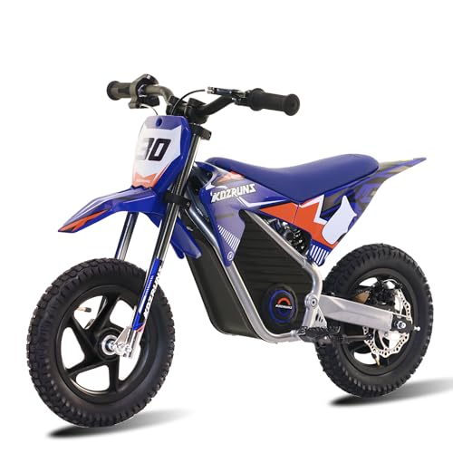 Electric Dirt Bike for Kids Aged 4-8, 350W Brushless Motor, 14'' Off-Road Tires, Blue J66927