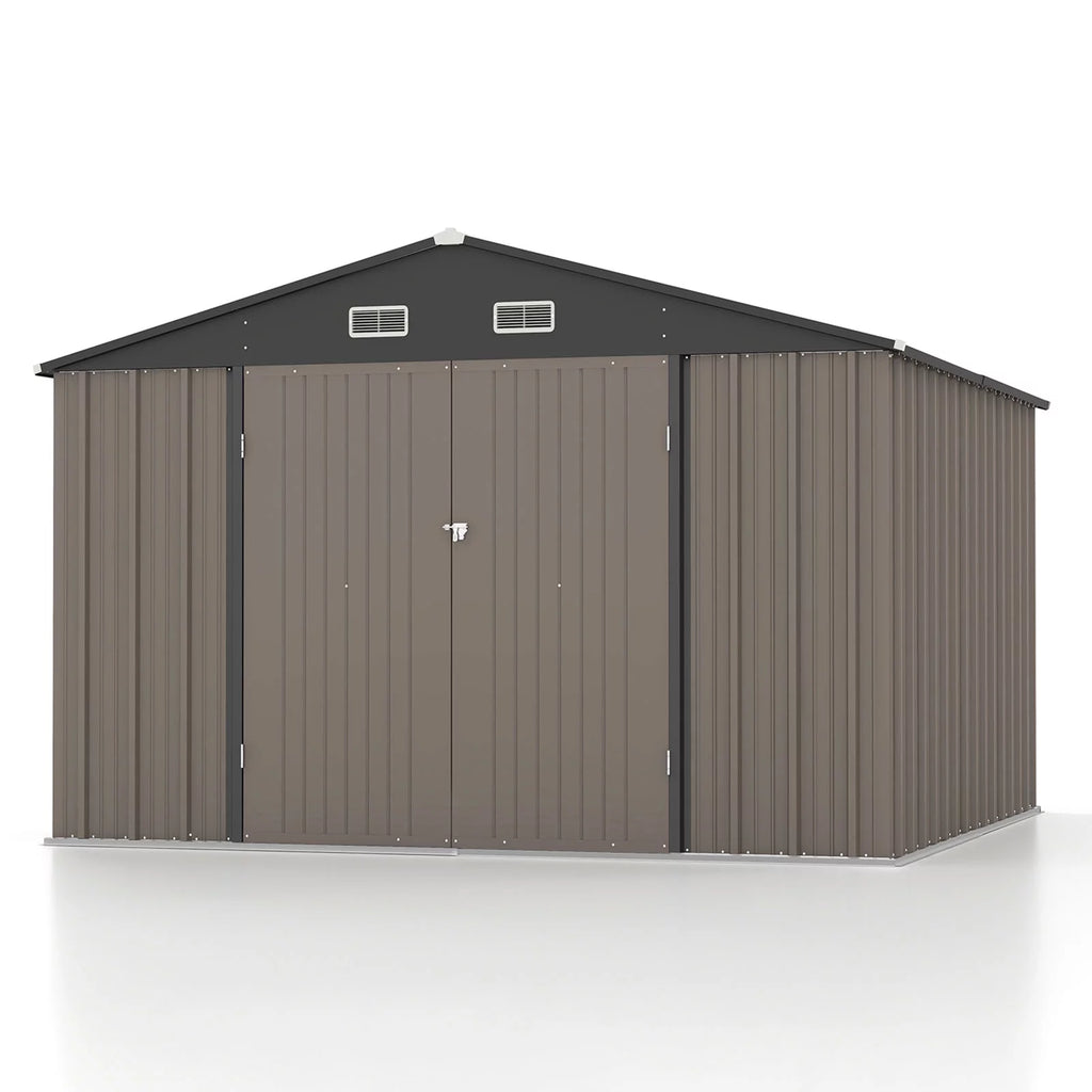 Outdoor Storage Metal Shed with Sloping Roof and Double Lockable Door S520782