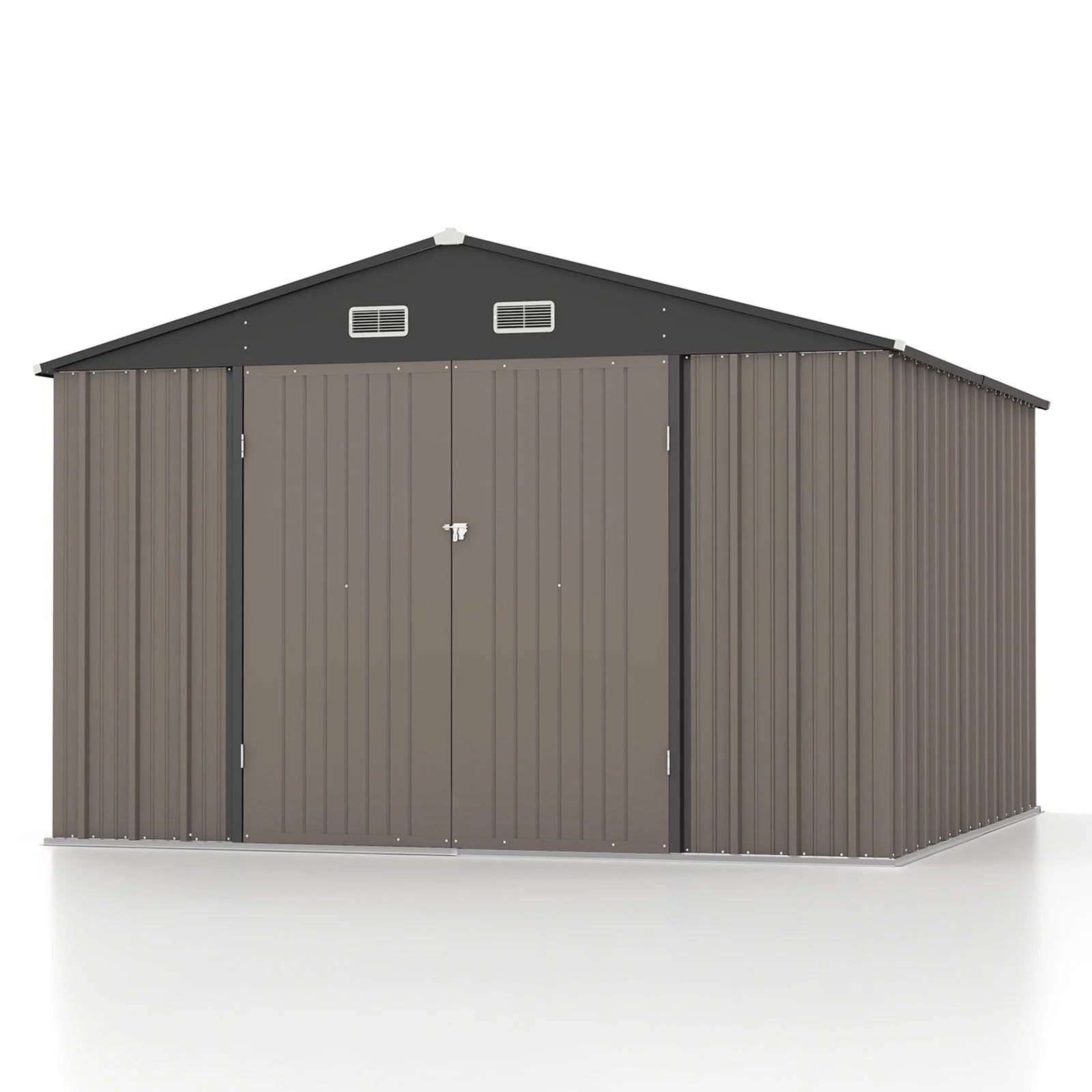 Outdoor Storage Metal Shed with Sloping Roof and Double Lockable Door S520782