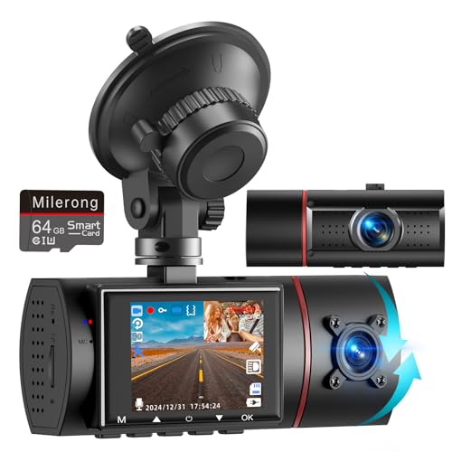 3 Channel Dash Cam Front Rear Inside, 2.5K WiFi, 64GB Card, IR Night Vision B335696