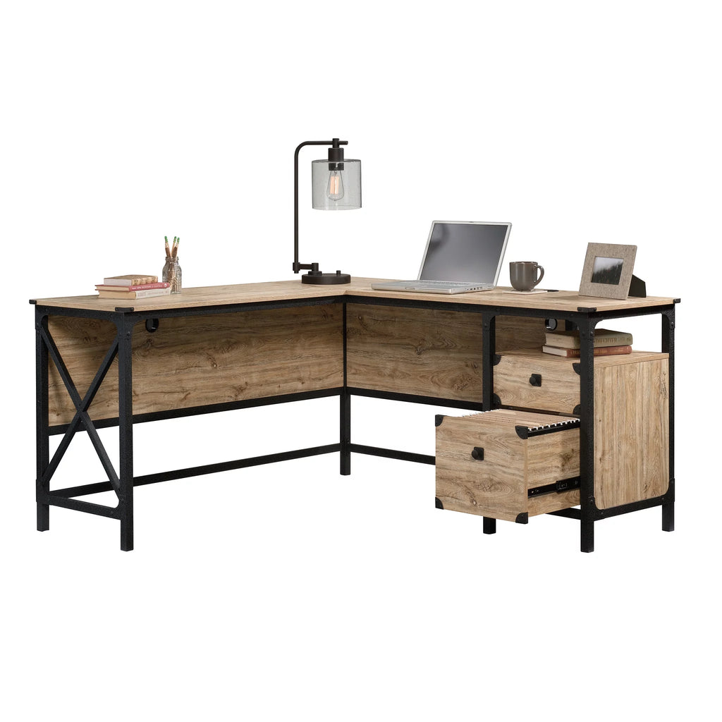L-Shaped Desk, Milled Mesquite Finish C89994
