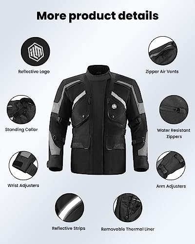 Motorcycle Jacket Adventure Riding Armored Airflow Waterproof I32416