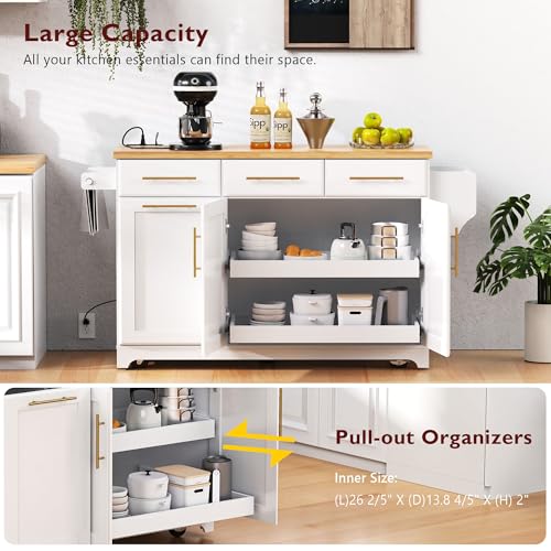Farmhouse Kitchen Island with Drop Leaf, Barn Door and Wheels O34026