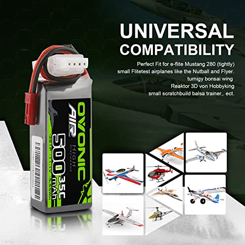3S 500mAh 11.1V Lipo Battery with JST Connector for RC Drone, 2 Pack W63815