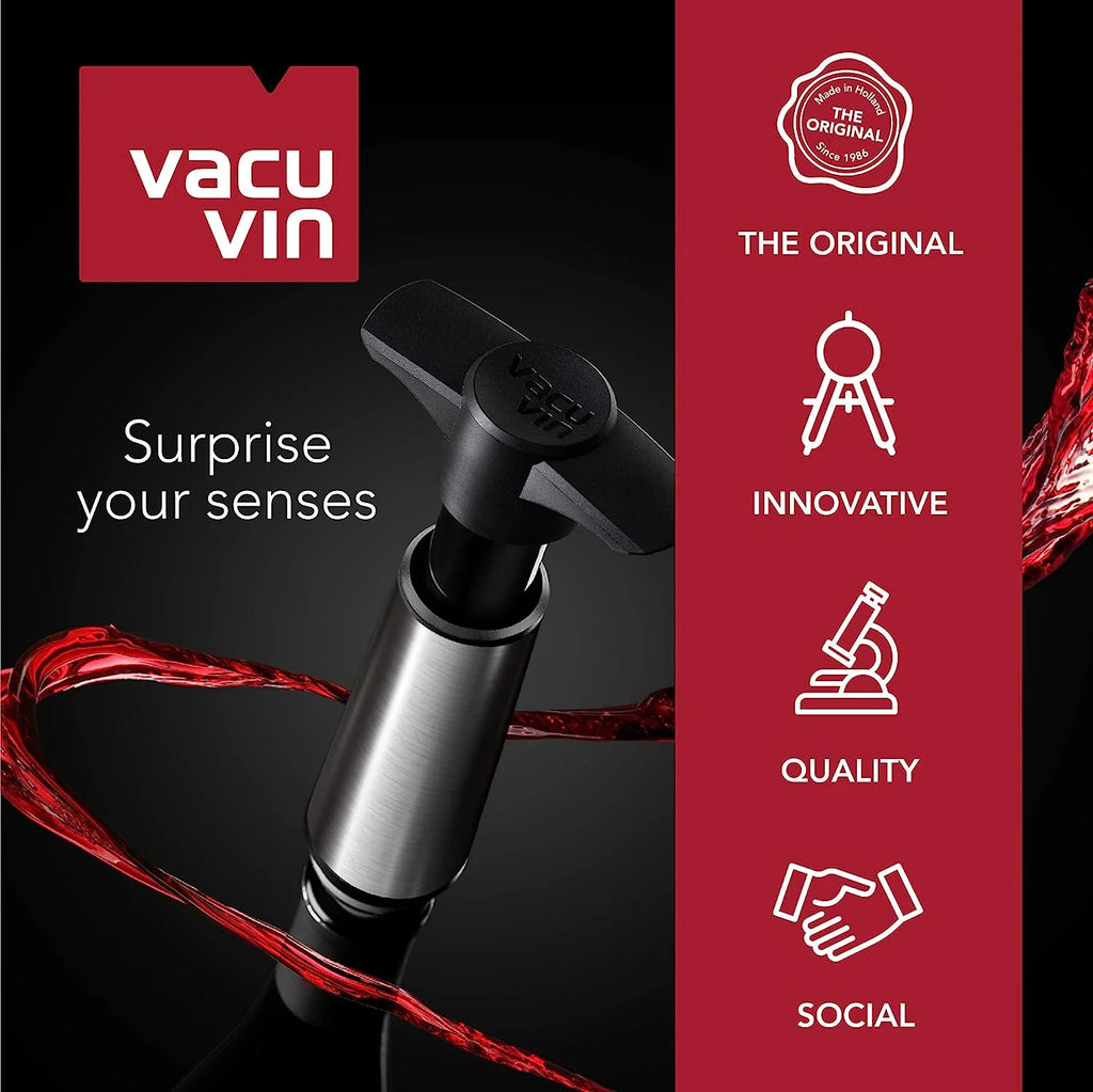 Wine Saver Pump with Vacuum Stoppers, Stainless Steel, Reusable U25002