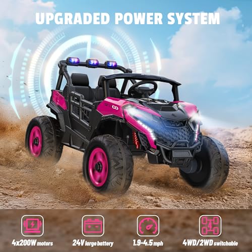 24V 2 Seater Ride on Car Truck, 4WD, Remote Control, Pink P334