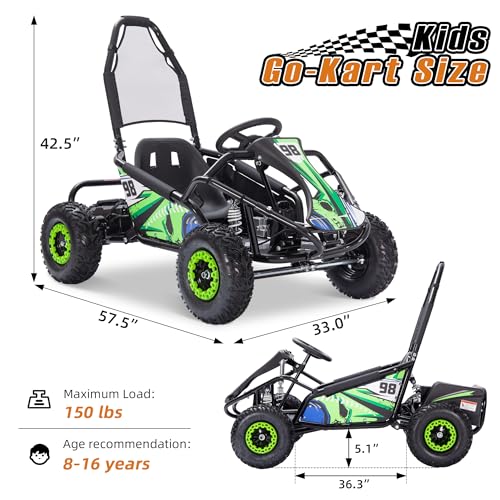 Kids Electric Drift Go Kart, 1200W Brushless Motor, 48V 12Ah Battery, 18.6 MPH S7751