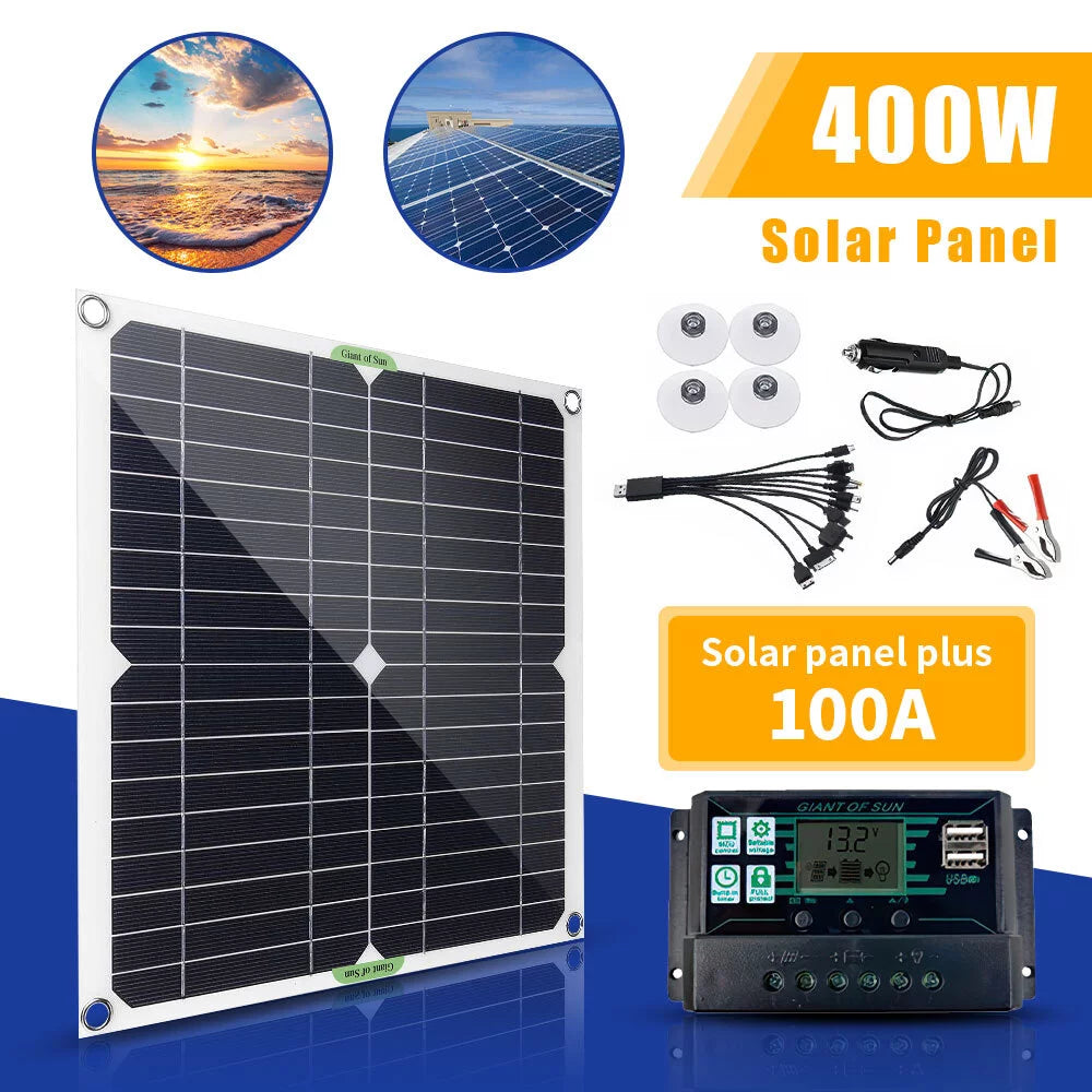 Solar Panel Controller Kit 100A 12V Portable Outdoor Battery Charger W4839