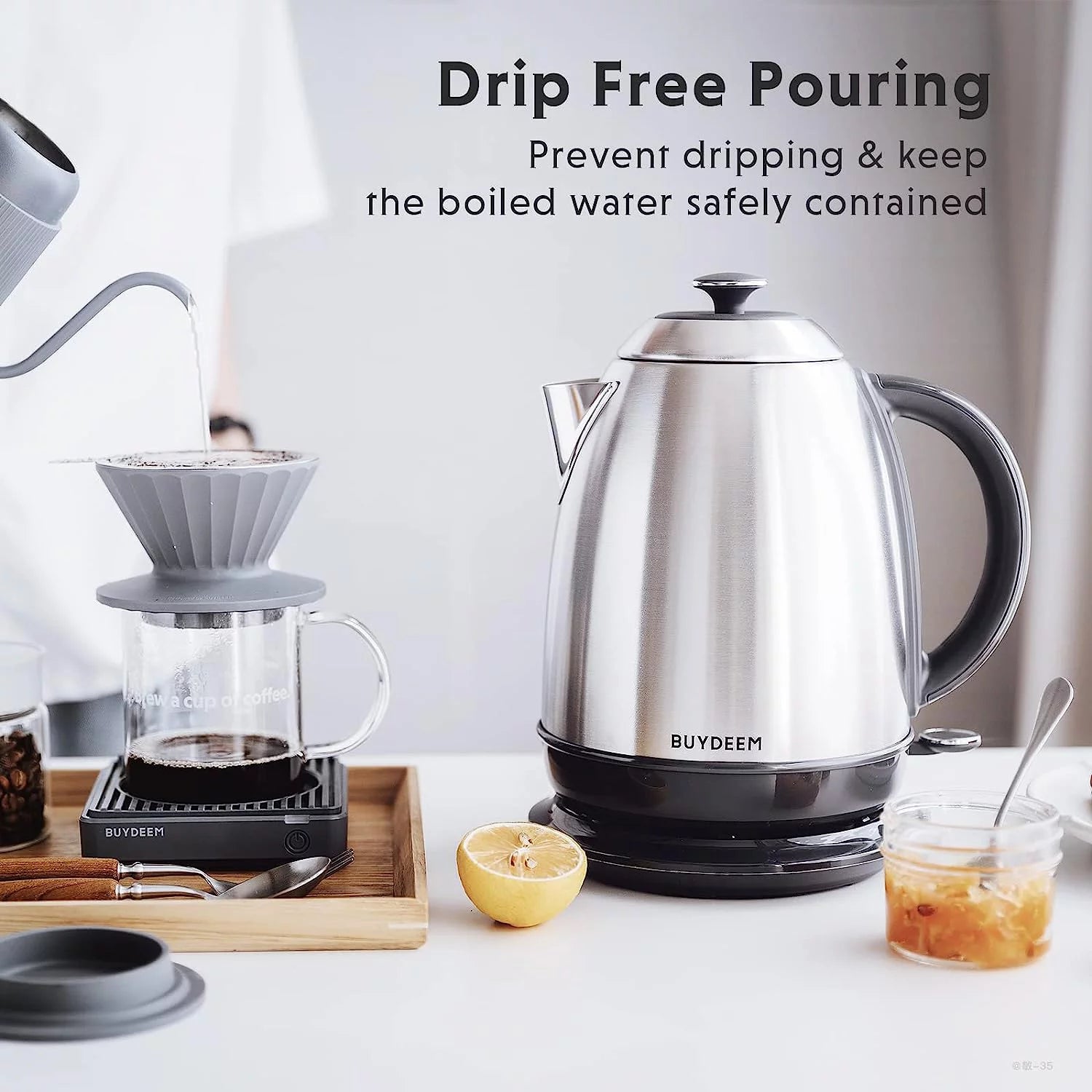 1.7L Stainless Steel Electric Kettle with Auto Shut-Off B821