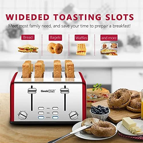 4 Slice Extra Wide Slot Toaster, Stainless Steel J143388