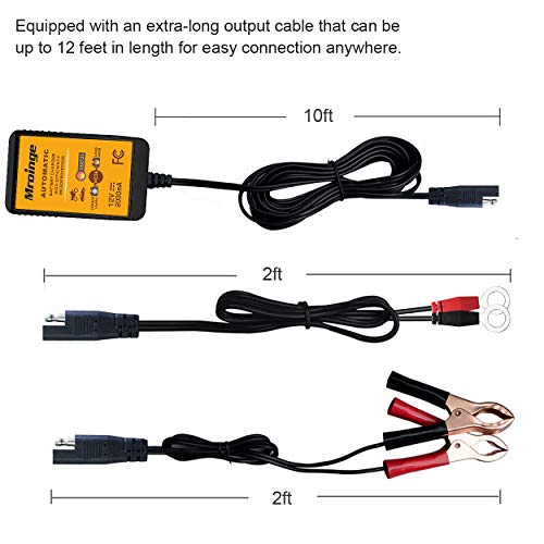 12V 2A Automatic Trickle Battery Charger Maintainer for Car Motorcycle Lawn Mower Boat ATV O980