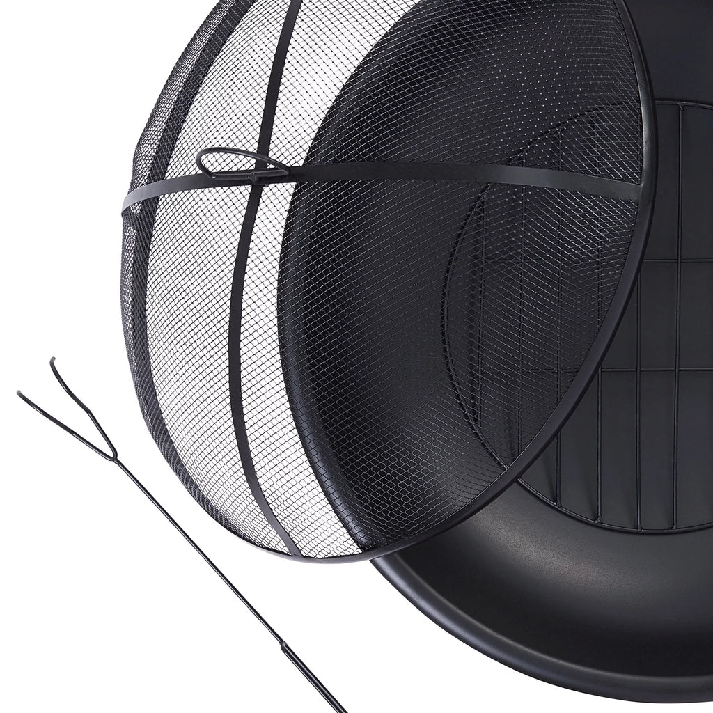 26" Round Iron Outdoor Wood Burning Fire Pit, Black T9344