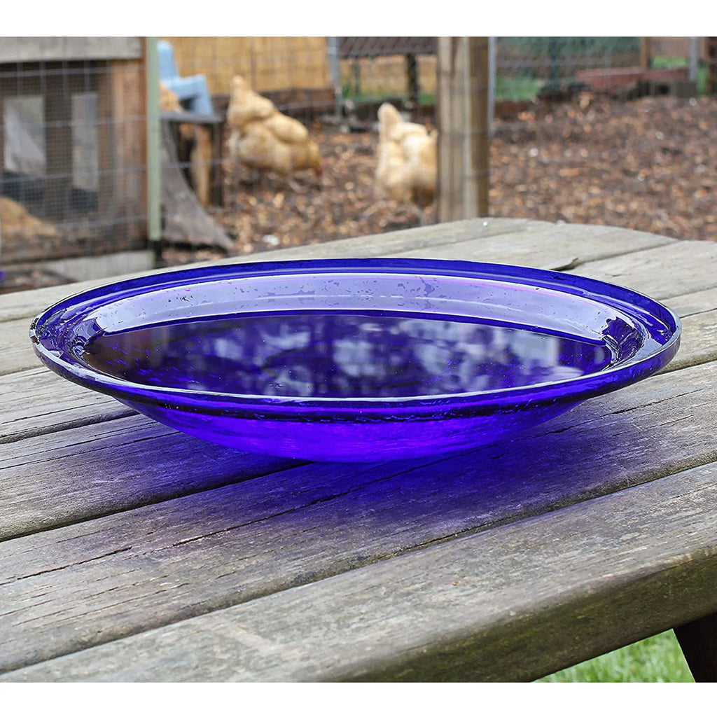 Crackle Glass Bowl and Birdbath Decoration, Cobalt Blue G480866