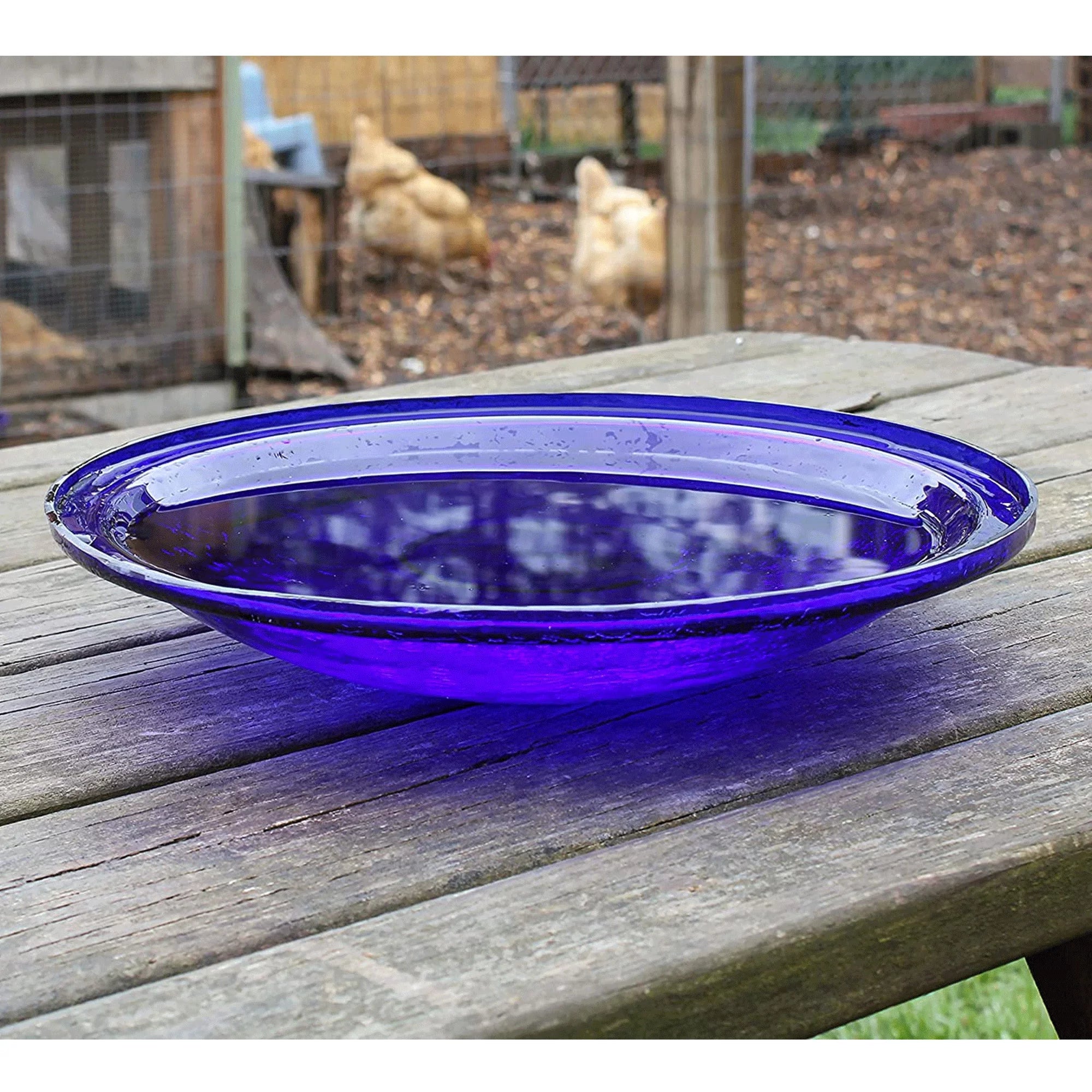 Crackle Glass Bowl and Birdbath Decoration, Cobalt Blue G480866