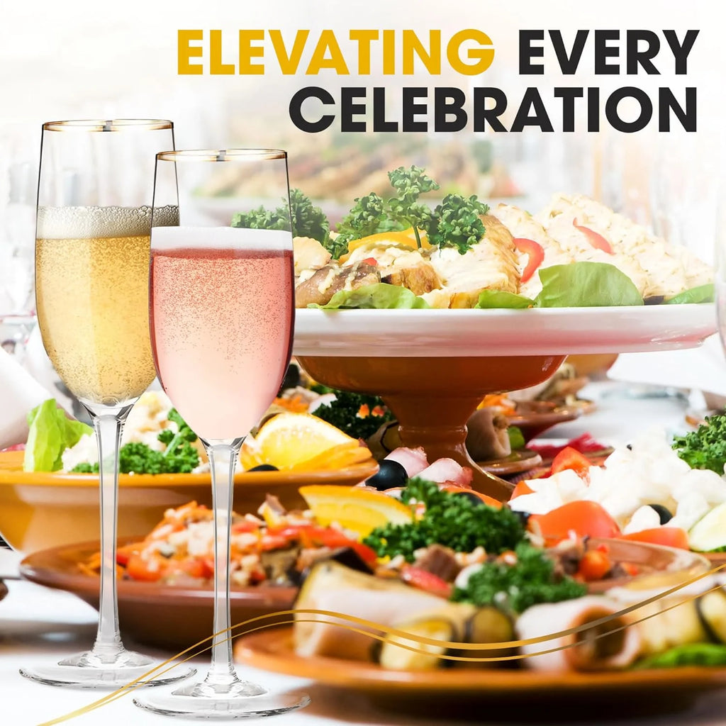 Champagne Flutes with Rim, 7.7 oz, Set of 2 U22727