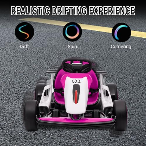 Kids Go Kart, 24V Electric Drift Car with Dual 200W Motors, 2-Speed, White B188186