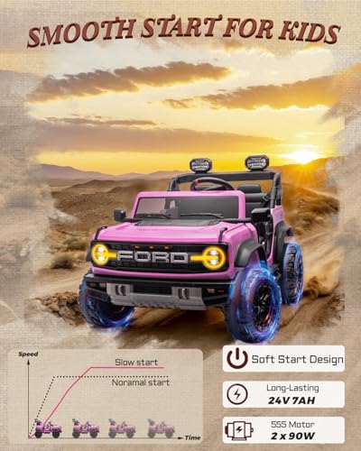 24V Ride on Car for Big Kids, 2 Seater with Remote Control, Pink O4976
