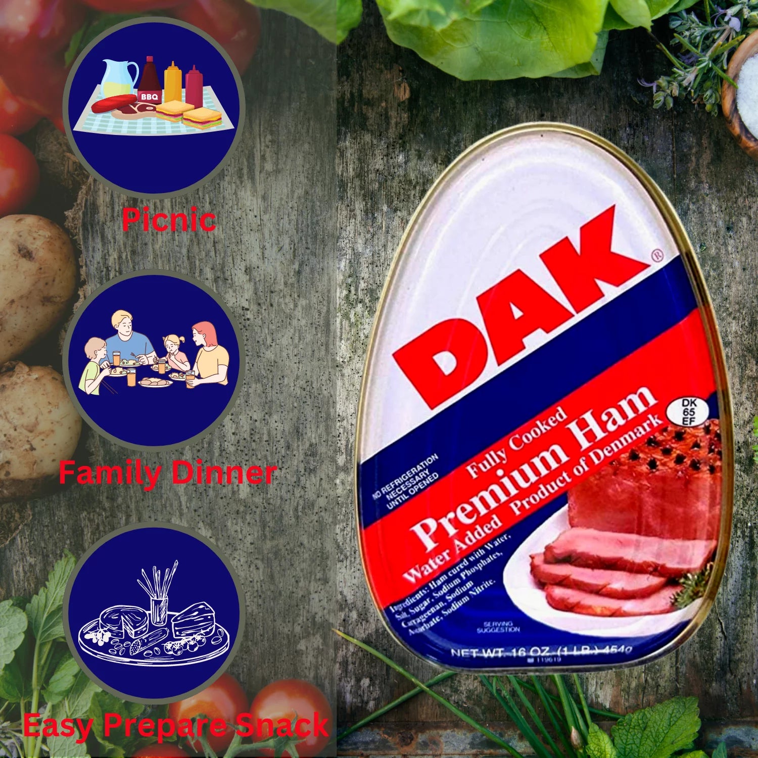 Canned Ham 16oz Fully Cooked Ready to Eat, Pack of 2 Q8857