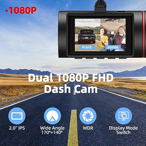 3 Channel Dash Cam Front Rear Inside, 2.5K WiFi, 64GB Card, IR Night Vision B335696