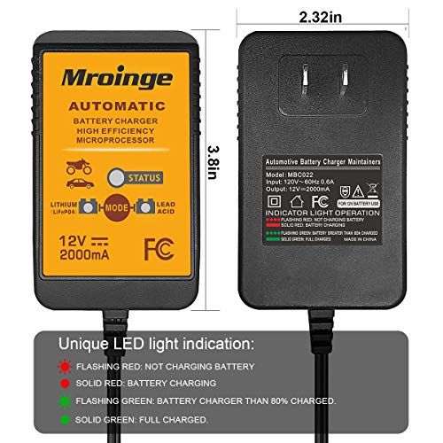 12V 2A Automatic Trickle Battery Charger Maintainer for Car Motorcycle Lawn Mower Boat ATV O980