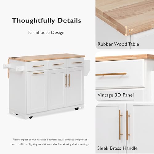 Farmhouse Kitchen Island with Drop Leaf, Barn Door and Wheels O34026
