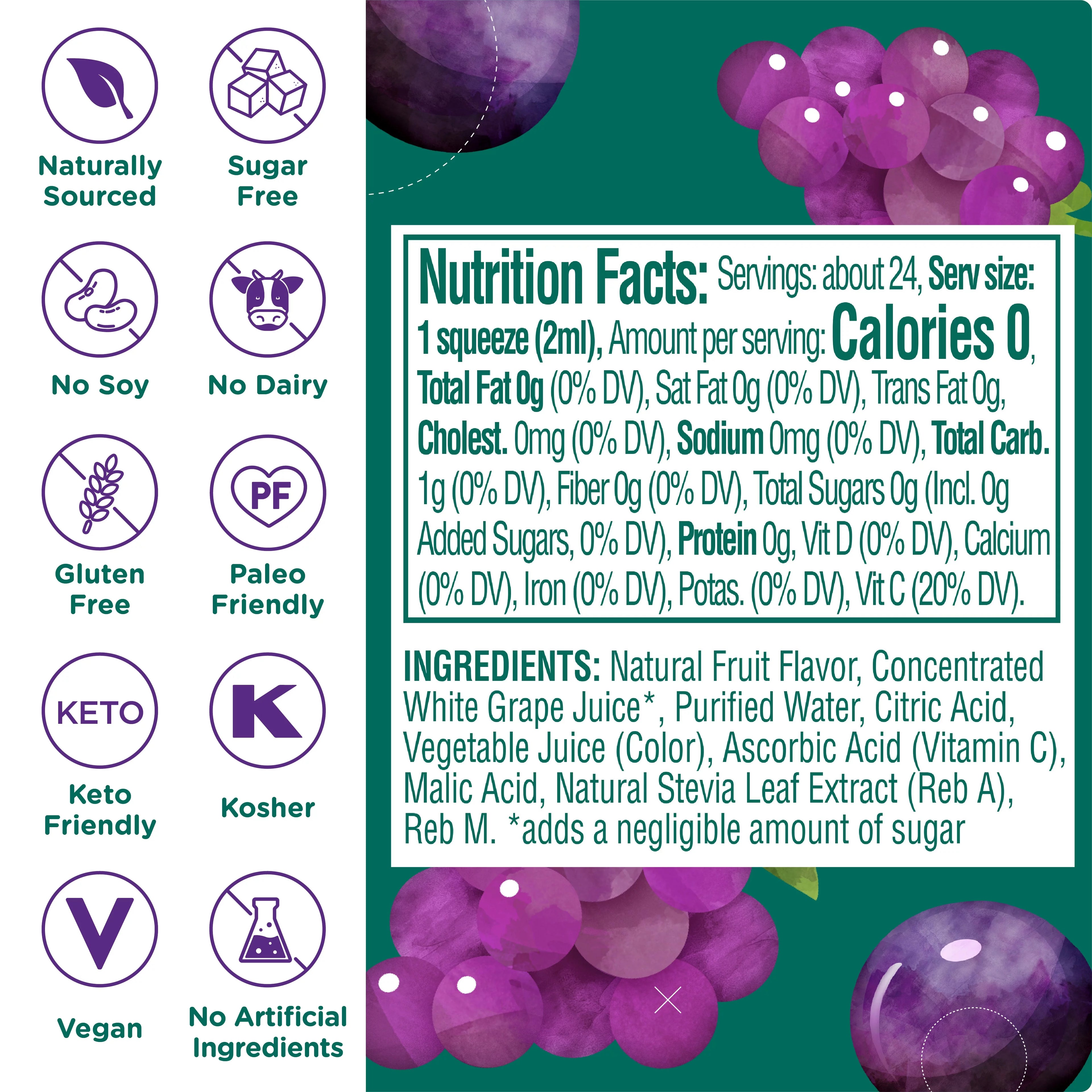 Grape Liquid Water Enhancer Drink Mix, 1.62 fl oz Bottle (10 Pack) W6263
