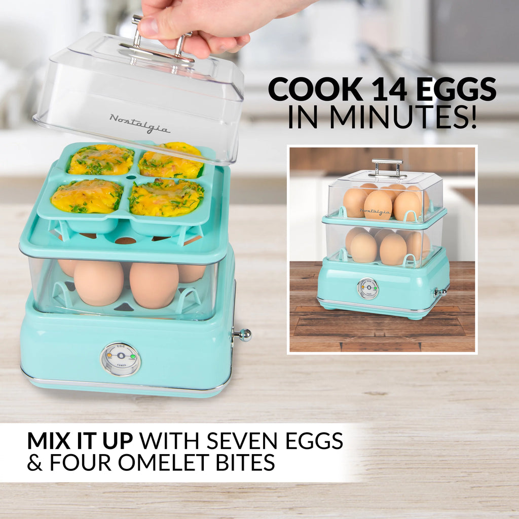Retro 14-Capacity Egg Cooker, Aqua P3983