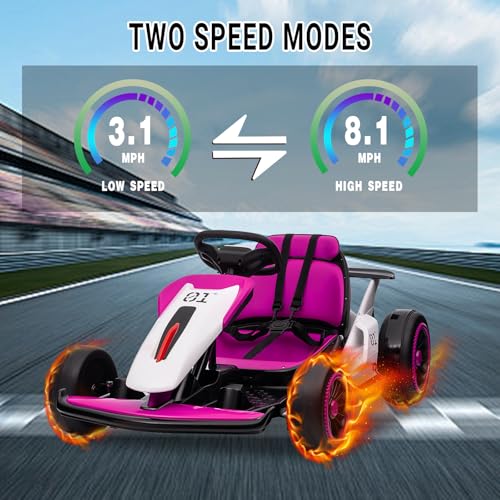 Kids Go Kart, 24V Electric Drift Car with Dual 200W Motors, 2-Speed, White B188186