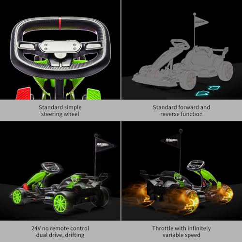 24V Electric Drift Kart for Kids with Adjustable Seat and 8.5MPH Speed Z339