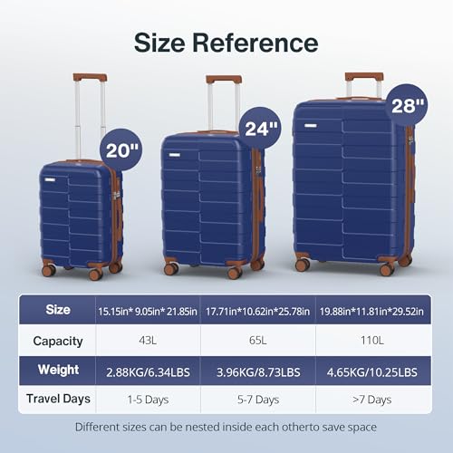Luggage Set 3 Piece Hardside Expandable Lightweight with TSA Lock Spinner Wheels H69941
