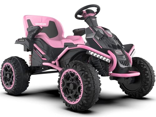 24V Ride on Toy for Big Kids with 4 Motors, Bluetooth Speaker, Adjustable Seat J34962